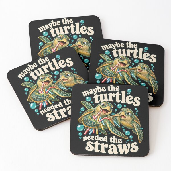 Item preview, Maybe The Turtles Needed the Straws Sea Turtle Drinking designed and sold by Trendably.