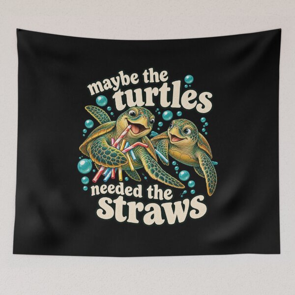 Item preview, Maybe The Turtles Needed the Straws Sea Turtle Drinking designed and sold by Trendably.