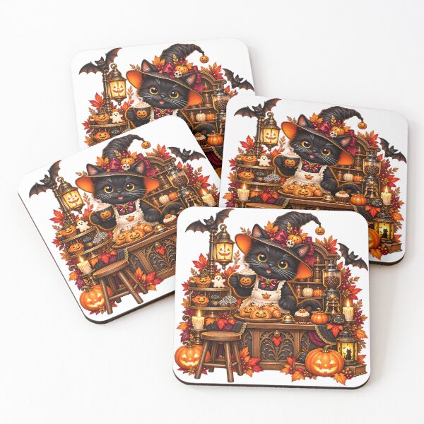 Item preview, Midnight Pumpkin Cat Café – Gothic Halloween designed and sold by Clothes With Smiling Animals Walt Gral.