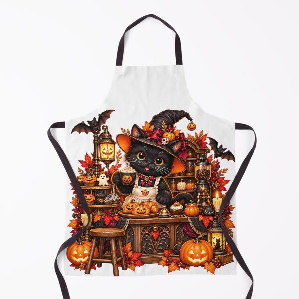 Item preview, Midnight Pumpkin Cat Café – Gothic Halloween designed and sold by Clothes With Smiling Animals Walt Gral.