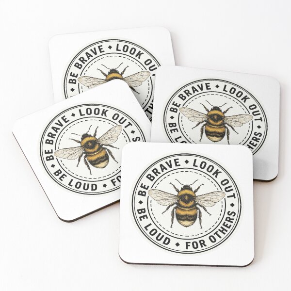 Item preview, Be Brave Look Out For Others Be Loud Bumblebee Vintage Activist Ally Badge    designed and sold by raedattia.