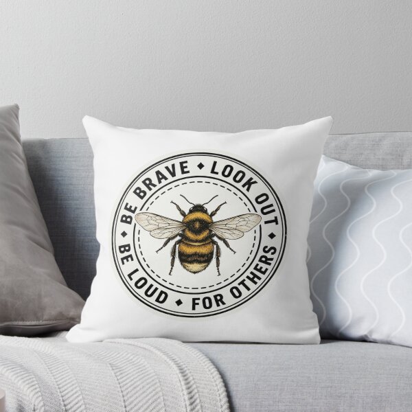 Item preview, Be Brave Look Out For Others Be Loud Bumblebee Vintage Activist Ally Badge    designed and sold by raedattia.