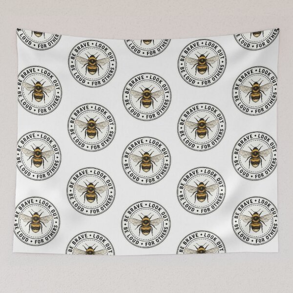 Item preview, Be Brave Look Out For Others Be Loud Bumblebee Vintage Activist Ally Badge    designed and sold by raedattia.