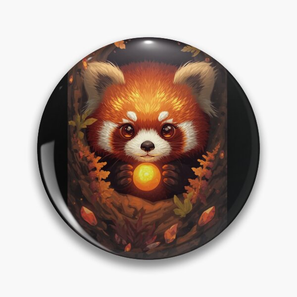 Item preview, Magical Autumn Red Panda Holding Glowing Sun Orb designed and sold by OlesiaCraft.