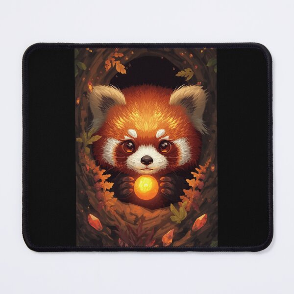 Item preview, Magical Autumn Red Panda Holding Glowing Sun Orb designed and sold by OlesiaCraft.