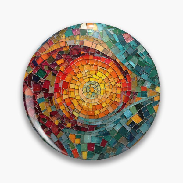 Item preview, Gaudi Inspired Colorful Mosaic Tile Abstract Pattern Trencadís Stained Glass Art  designed and sold by GrinGalore.
