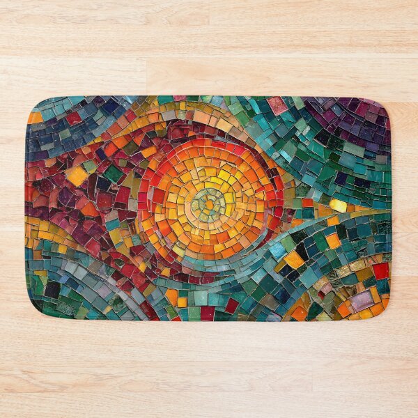 Item preview, Gaudi Inspired Colorful Mosaic Tile Abstract Pattern Trencadís Stained Glass Art  designed and sold by GrinGalore.