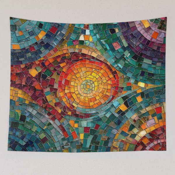 Item preview, Gaudi Inspired Colorful Mosaic Tile Abstract Pattern Trencadís Stained Glass Art  designed and sold by GrinGalore.