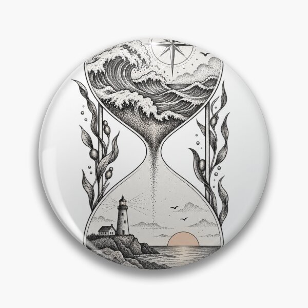 Item preview, Maritime hourglass sea lighthouse dotwork designed and sold by LongIslandDesgn.