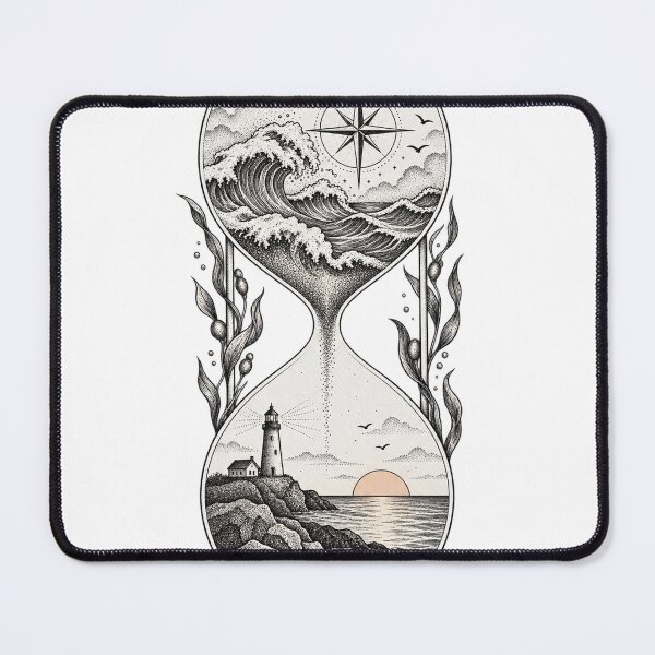 Item preview, Maritime hourglass sea lighthouse dotwork designed and sold by LongIslandDesgn.