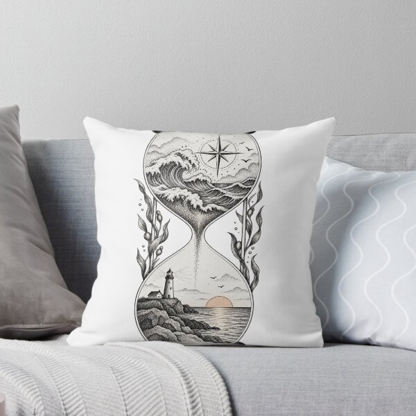 Item preview, Maritime hourglass sea lighthouse dotwork designed and sold by LongIslandDesgn.