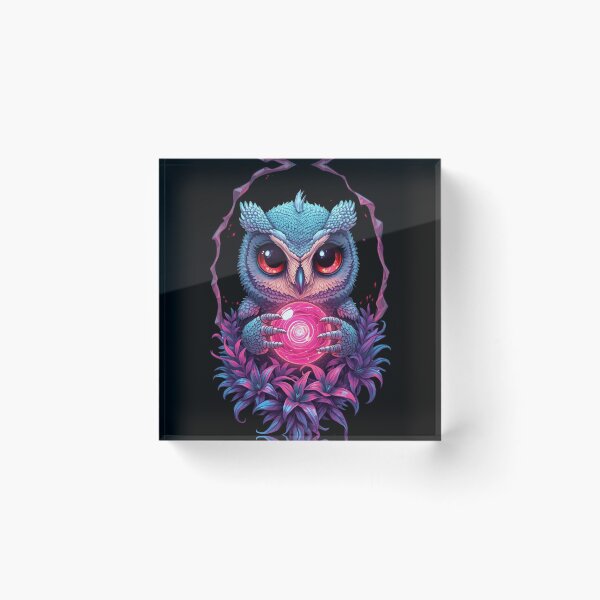 Item preview, Magical Cosmic Owl Holding Glowing Magic Crystal Orb designed and sold by OlesiaCraft.