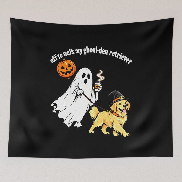 Item preview, Ghoul-den Retriever Ghost Walking Pun designed and sold by elderberry.