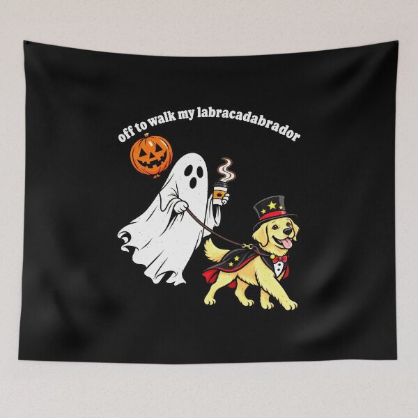 Item preview, Halloween Labracadabrador Magic Dog Walking Pun designed and sold by elderberry.