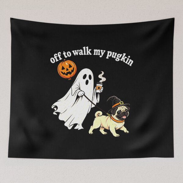 Item preview, Halloween Pugkin Ghost Dog Walk Pun designed and sold by elderberry.