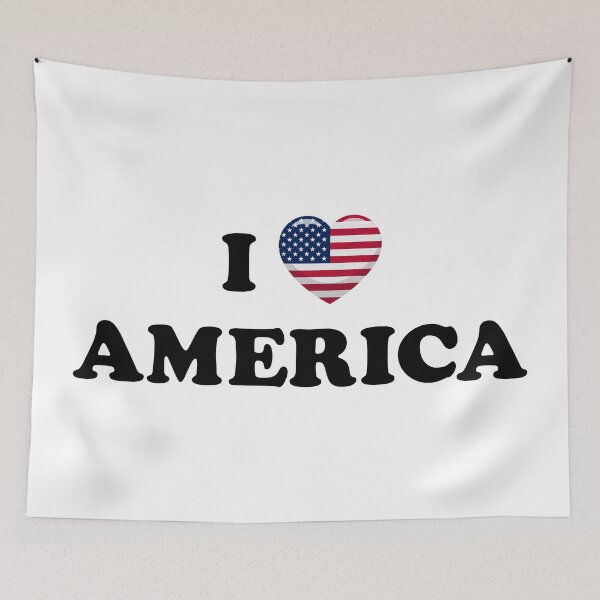 Item preview, I Love America / I Heart America (Black text with flag heart) designed and sold by STUDIO-72.