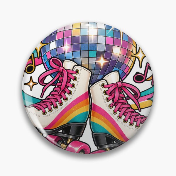 Item preview, Retro roller skates with disco ball and rainbow designed and sold by LongIslandDesgn.