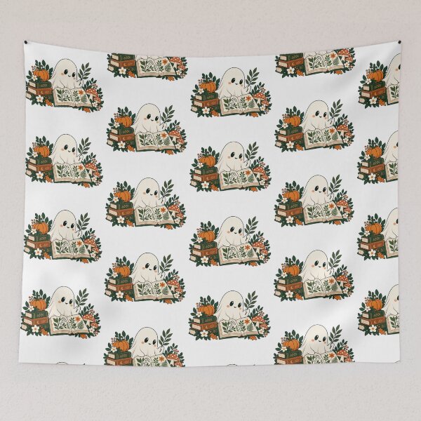 Item preview, Bookish Ghost Botanist with Mushrooms and Flowers designed and sold by skyartdesign.