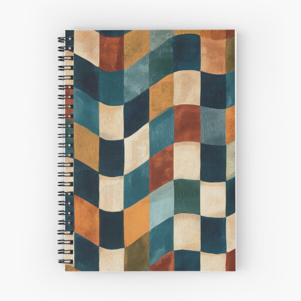 Item preview, Teal, Rust & Cream Wavy Retro Checkerboard designed and sold by AlfiB.