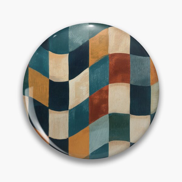 Item preview, Teal, Rust & Cream Wavy Retro Checkerboard designed and sold by AlfiB.