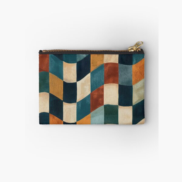 Item preview, Teal, Rust & Cream Wavy Retro Checkerboard designed and sold by AlfiB.