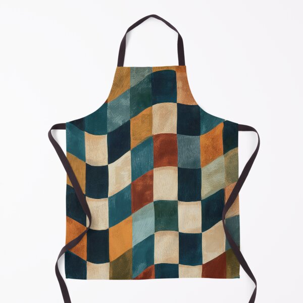 Item preview, Teal, Rust & Cream Wavy Retro Checkerboard designed and sold by AlfiB.
