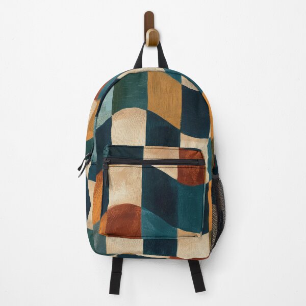 Item preview, Teal, Rust & Cream Wavy Retro Checkerboard designed and sold by AlfiB.