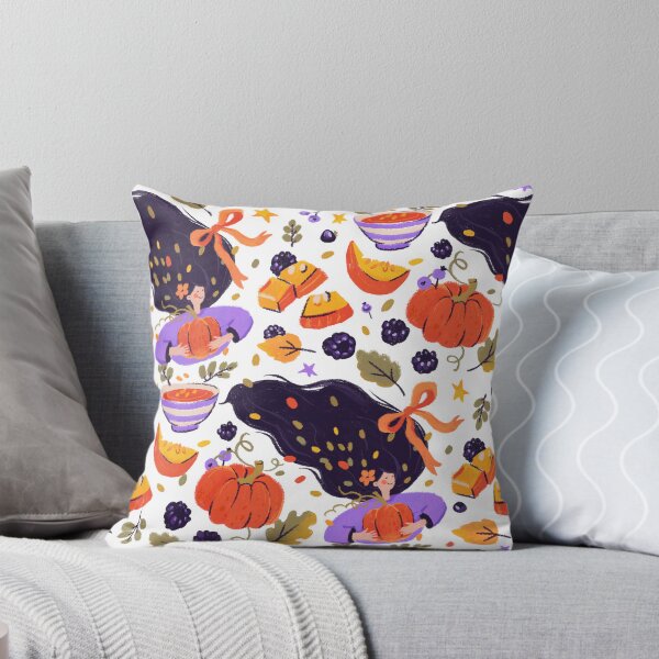 Item preview, Hello Autumn seamless pattern hand drawn print with pumpkin and girl designed and sold by NatalkaP.