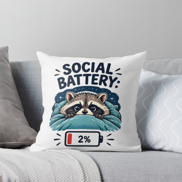 Item preview, Social Battery 2 Percent Cute Introvert Raccoon designed and sold by Pyt27.