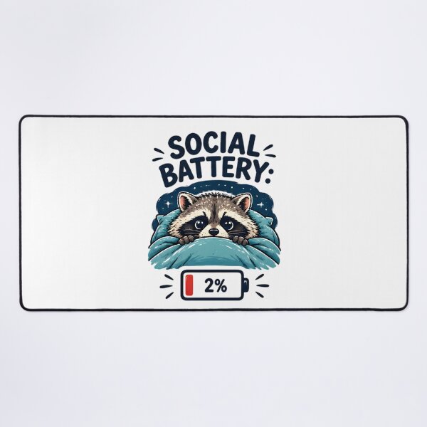 Item preview, Social Battery 2 Percent Cute Introvert Raccoon designed and sold by Pyt27.