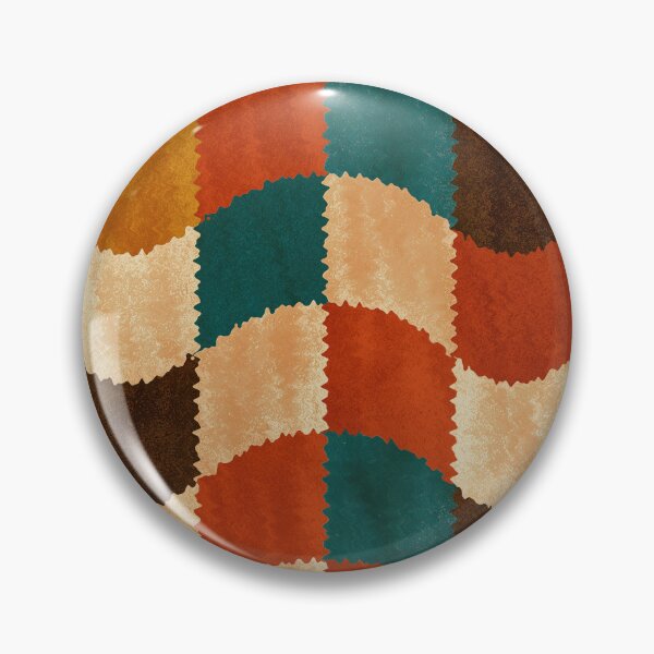 Item preview, Teal, Orange & Brown Fuzzy Wavy Checkerboard designed and sold by AlfiB.