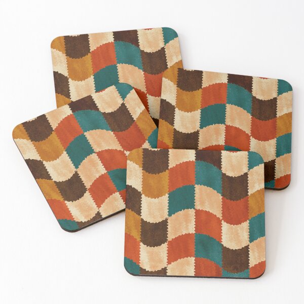 Item preview, Teal, Orange & Brown Fuzzy Wavy Checkerboard designed and sold by AlfiB.