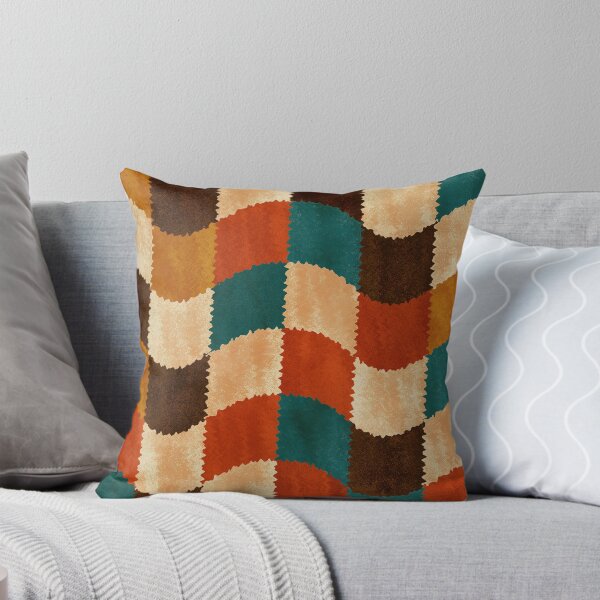 Item preview, Teal, Orange & Brown Fuzzy Wavy Checkerboard designed and sold by AlfiB.