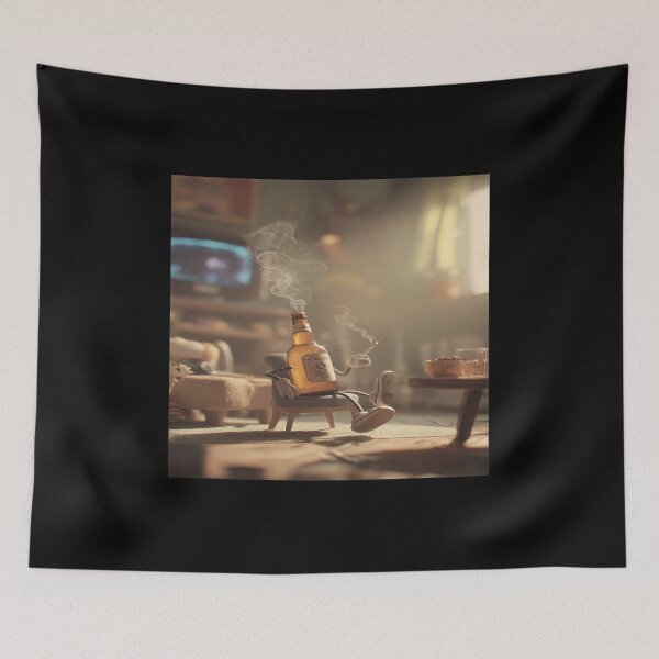 Item preview, Old Crow Rye Bottle Relaxing & Smoking in Armchair designed and sold by JOHMONS15.