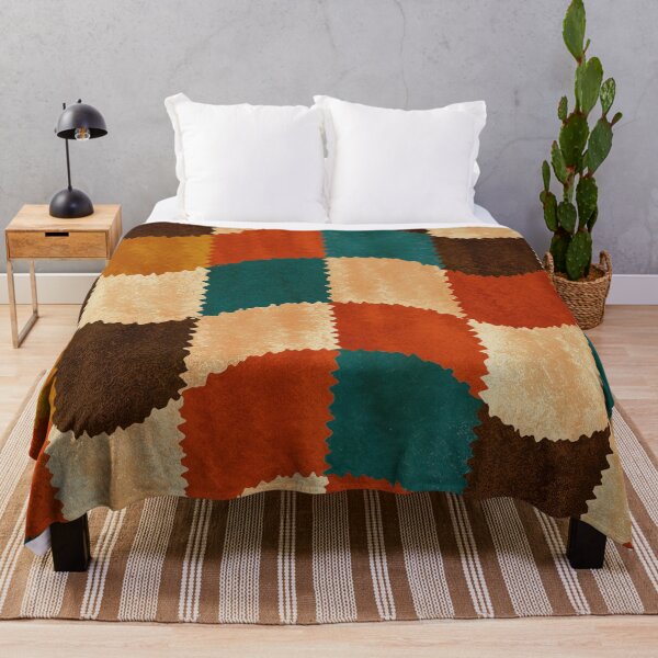 Item preview, Teal, Orange & Brown Fuzzy Wavy Checkerboard designed and sold by AlfiB.