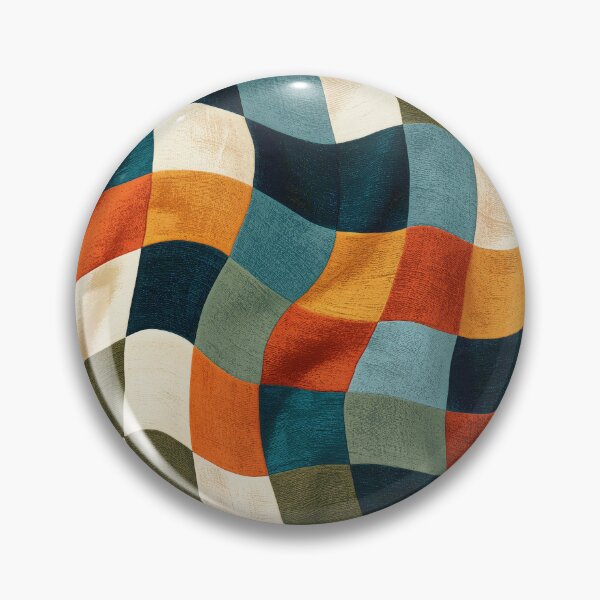 Item preview, Navy, Orange & Sage Groovy Wavy Checkerboard designed and sold by AlfiB.