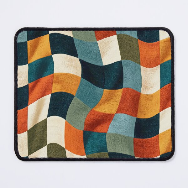 Item preview, Navy, Orange & Sage Groovy Wavy Checkerboard designed and sold by AlfiB.
