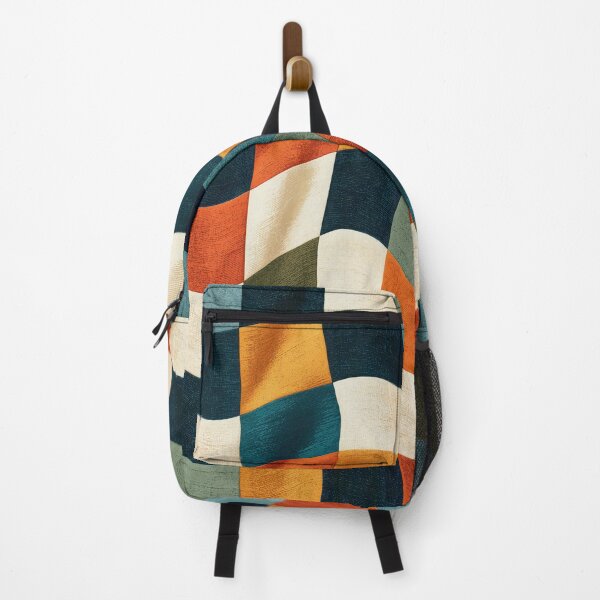 Item preview, Navy, Orange & Sage Groovy Wavy Checkerboard designed and sold by AlfiB.