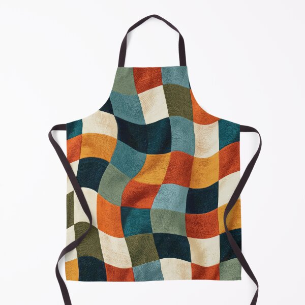 Item preview, Navy, Orange & Sage Groovy Wavy Checkerboard designed and sold by AlfiB.