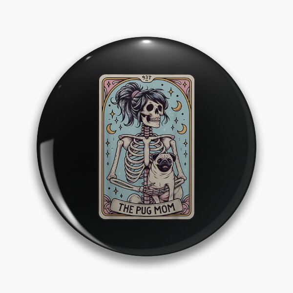 Item preview, Funny Skeleton Halloween Pug Mom Tarot Card Witchy Vibes  designed and sold by Daisy Grimes.