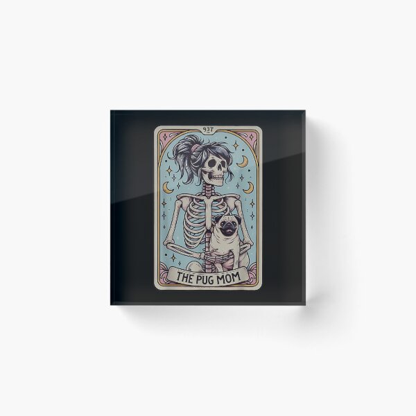 Item preview, Funny Skeleton Halloween Pug Mom Tarot Card Witchy Vibes  designed and sold by Daisy Grimes.