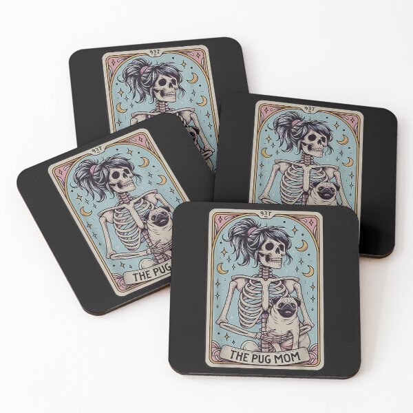 Item preview, Funny Skeleton Halloween Pug Mom Tarot Card Witchy Vibes  designed and sold by Daisy Grimes.
