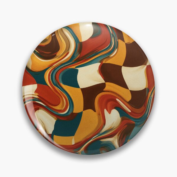 Item preview, Teal, Rust & Mustard Melted Psychedelic Checkerboard designed and sold by AlfiB.