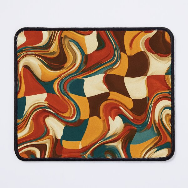Item preview, Teal, Rust & Mustard Melted Psychedelic Checkerboard designed and sold by AlfiB.