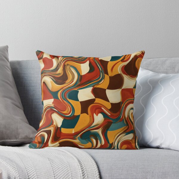 Item preview, Teal, Rust & Mustard Melted Psychedelic Checkerboard designed and sold by AlfiB.