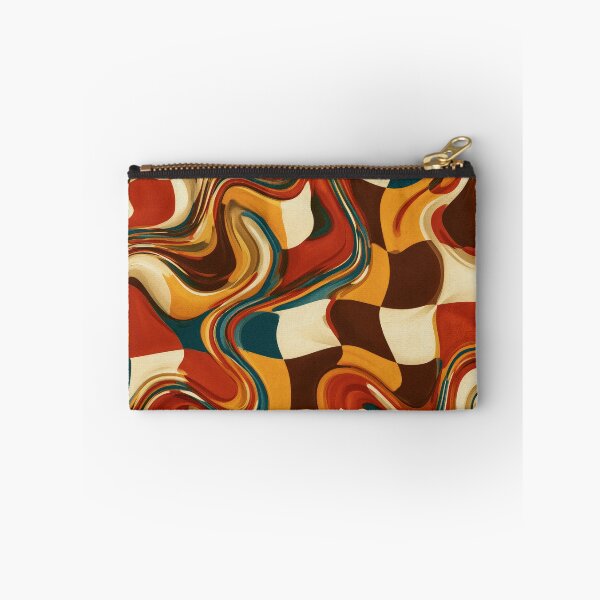 Item preview, Teal, Rust & Mustard Melted Psychedelic Checkerboard designed and sold by AlfiB.