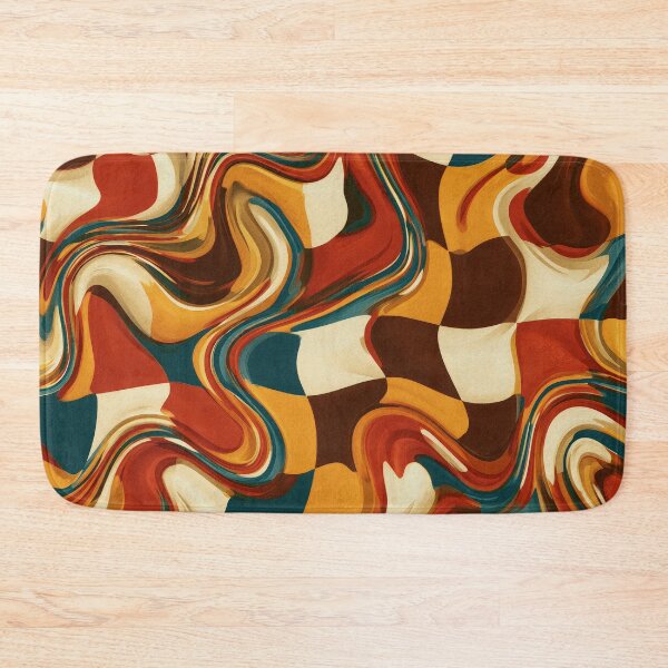 Item preview, Teal, Rust & Mustard Melted Psychedelic Checkerboard designed and sold by AlfiB.