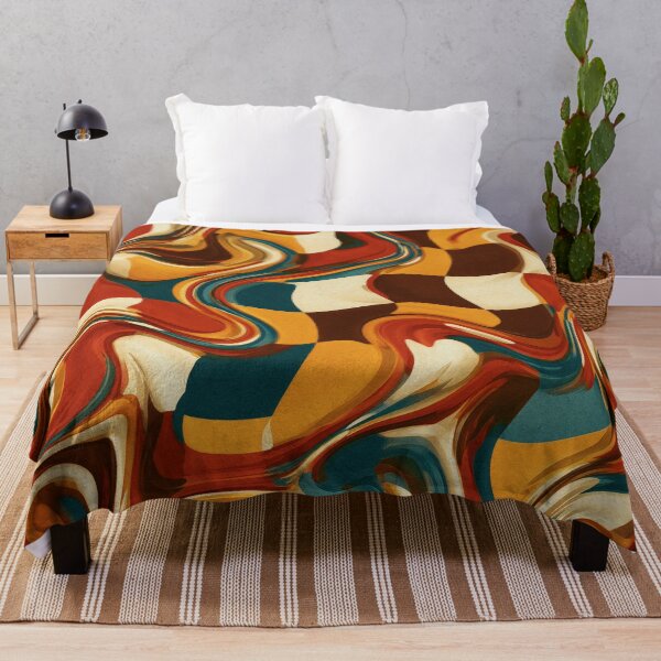 Item preview, Teal, Rust & Mustard Melted Psychedelic Checkerboard designed and sold by AlfiB.