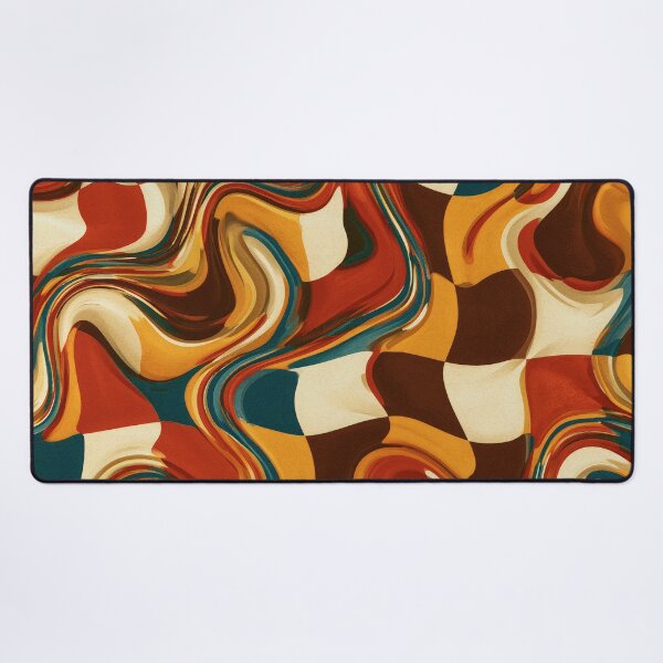 Item preview, Teal, Rust & Mustard Melted Psychedelic Checkerboard designed and sold by AlfiB.