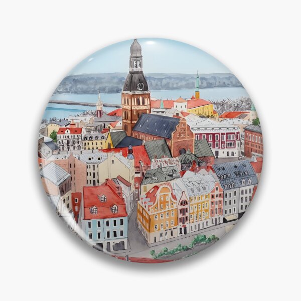 Artikelvorschau, Rigaer Skyline in Aquarell – Wandkunst für Lettland-Reisende entworfen und verkauft von POSTERIOCREW.